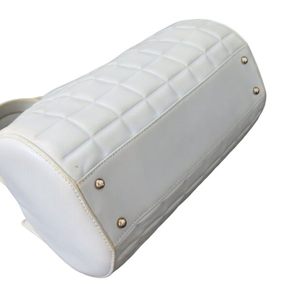 Authentic CHANEL CC Chocolate Bar Quilted Leather Bowler Shoulder Bag Purse Blue - Picture 8 of 15